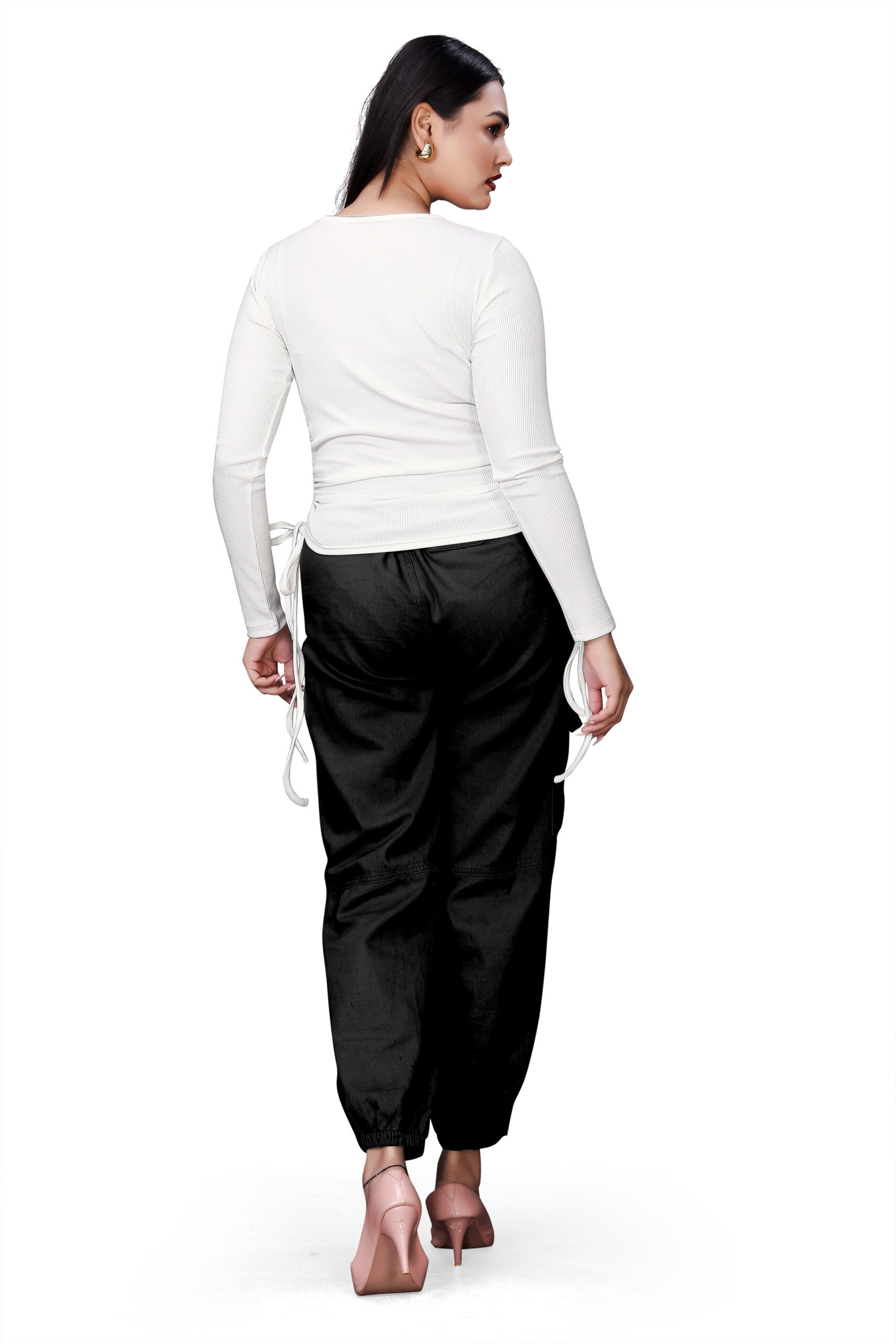 White Off Shoulder Crop Top - Image 4